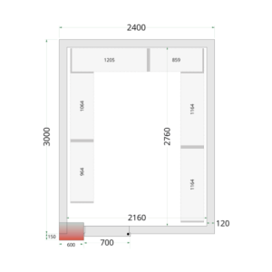 Chambre Froide Négative TEFCOLD - 2400x3000 : Optimaalne isolatsioon, mõõtmed kohandatud professionaalidele