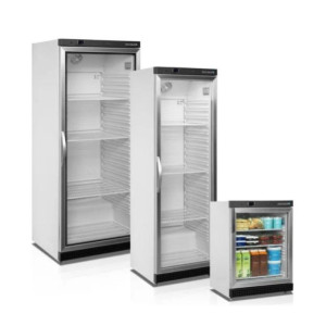 Klaasuksega külmkapp TEFCOLD - Valge - 350 L: Optimaalne ladustamine toiduainetele ja toodete nähtavus.