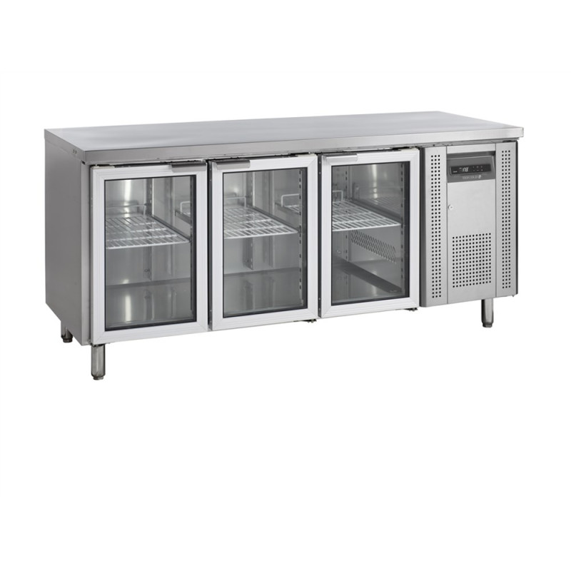 Stainless Steel Refrigerated Table 3 Glass Doors GN 1/1 TEFCOLD - Optimal storage and preservation Stainless Steel Refrigerated Table 3 Glass Doors GN 1/1 TEFCOLD - Optimal storage and preservation