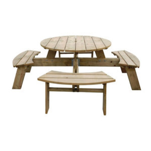 Ümmargune puidust piknikulaud 2000mm Rowlinson: Vastupidav ja elegantne