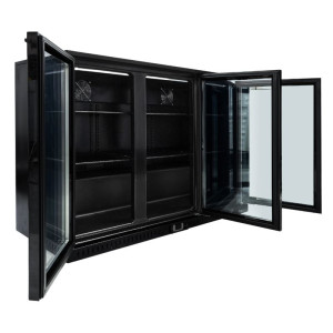 Refrigerated Back Bar 328 L 3 Glass Doors Black