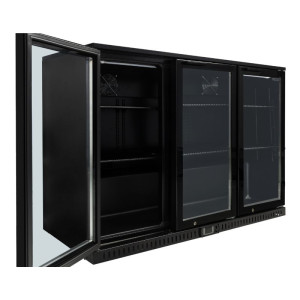 Refrigerated Back Bar 328 L 3 Glass Doors Black