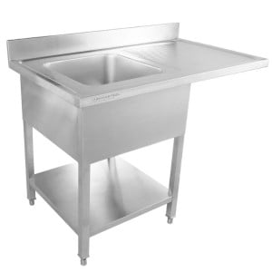 Plonge koos nõudepesumasina, tagaseina ja riiuliga - 1200 x 700 - nõrgumisalus paremal - Dynasteel