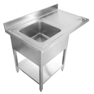 Plonge koos nõudepesumasina, tagaseina ja riiuliga - 1200 x 700 - nõrgumisalus paremal - Dynasteel