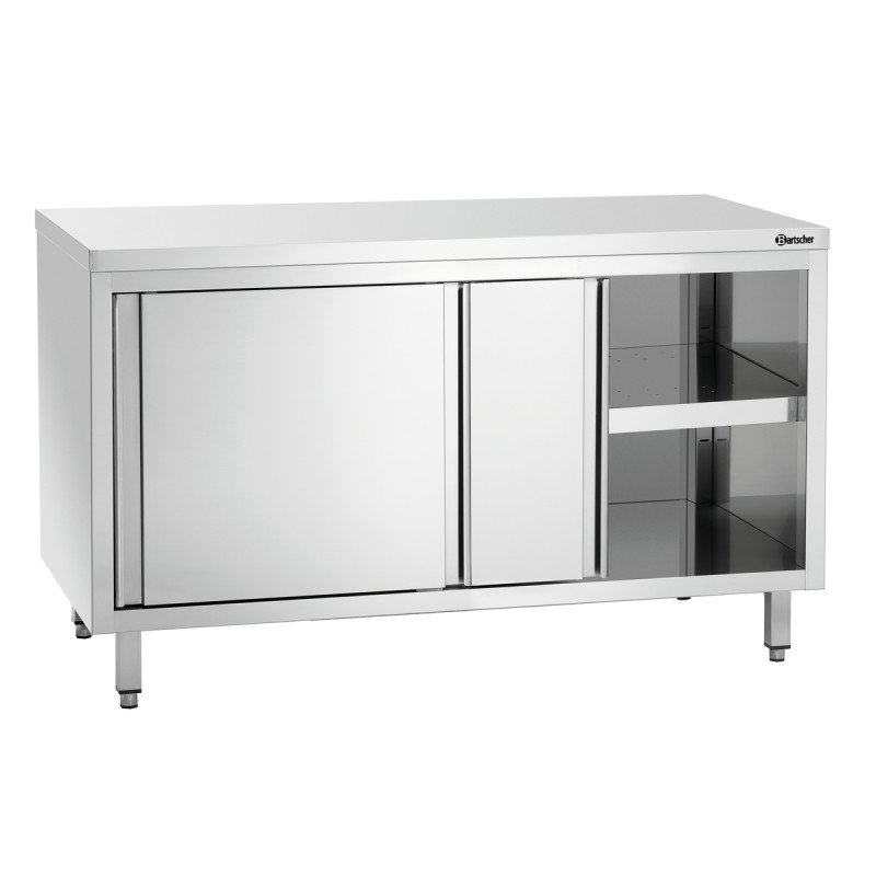 Stainless Steel Cabinet with Sliding Doors and Shelf - L 1400 mm Stainless Steel Cabinet with Sliding Doors and Shelf - L 1400 mm