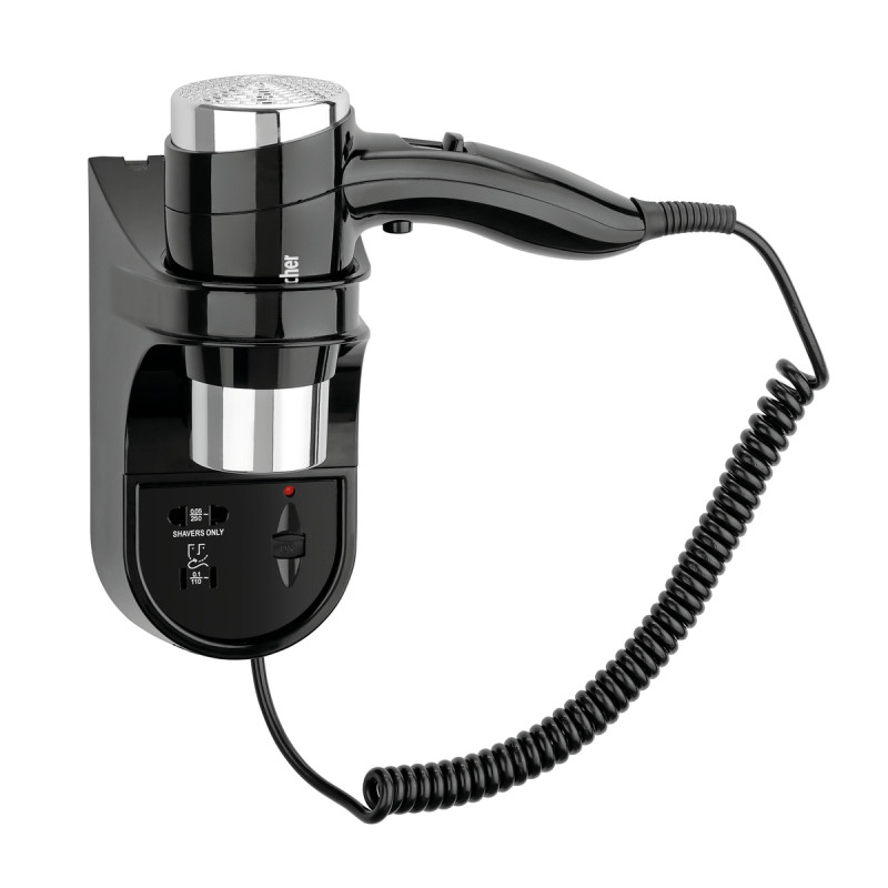 Black Wall-Mounted Hair Dryer - Bartscher Black Wall-Mounted Hair Dryer - Bartscher