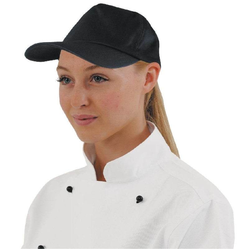 Must baseballimüts musta reguleeritava rihmaga - üks suurus sobib kõigile - Whites Chefs Clothing - Fourniresto