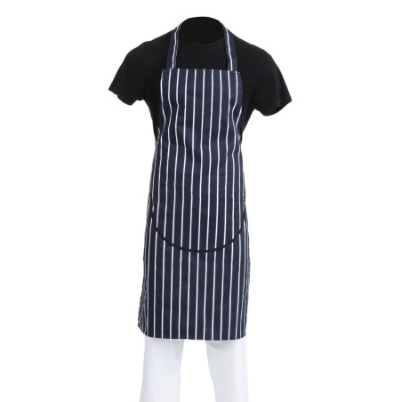 Põlle esitaskuga triibuline sinine ja valge 965 x 710 mm - Whites Chefs Clothing - Fourniresto