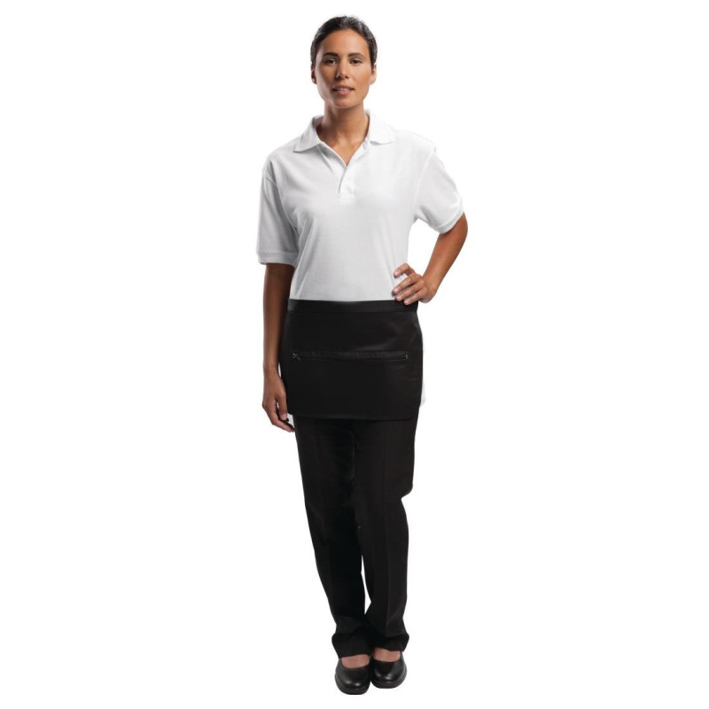 Tablier Limonadier À Poches Et À Fermeture Eclair Noir En Polycoton 450 X 305 Mm - Whites Chefs Clothing - Fourniresto Tablier Limonadier À Poches Et À Fermeture Eclair Noir En Polycoton 450 X 305 Mm - Whites Chefs Clothing - Fourniresto