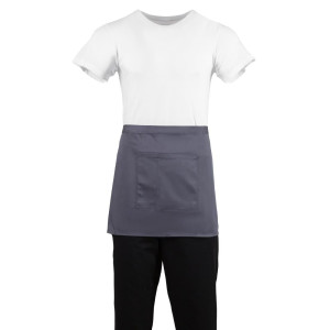 Serveerija lühike hall antratsiitpolüesterpuuvillast esiliist 750 x 373 mm - Whites Chefs Clothing - Fourniresto