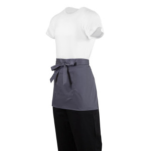 Serveerija lühike hall antratsiitpolüesterpuuvillast esiliist 750 x 373 mm - Whites Chefs Clothing - Fourniresto