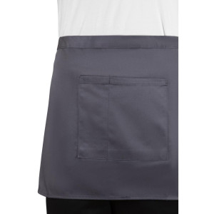Serveerija lühike hall antratsiitpolüesterpuuvillast esiliist 750 x 373 mm - Whites Chefs Clothing - Fourniresto