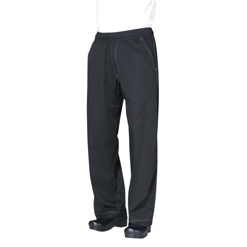 Unisex Black Baggy Kitchen Pants - Size M - Chef Works - Fourniresto Unisex Black Baggy Kitchen Pants - Size M - Chef Works - Fourniresto