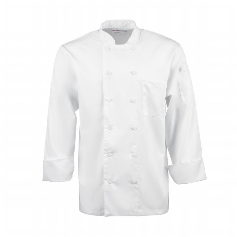 White Unisex Long Sleeve Calgary Kitchen Jacket - Size L - Chef Works - Fourniresto White Unisex Long Sleeve Calgary Kitchen Jacket - Size L - Chef Works - Fourniresto