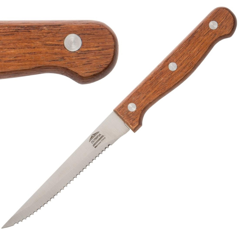 Couteau À Viande À Manche En Bois Lame Dentée 215 Mm - Lot De 12 - Olympia - Fourniresto Couteau À Viande À Manche En Bois Lame Dentée 215 Mm - Lot De 12 - Olympia - Fourniresto