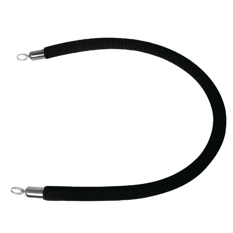 Cordon D'Accueil Noir Avec Embout Inox Et Crochets D'Alliage L 1500 M - Bolero - Fourniresto Cordon D'Accueil Noir Avec Embout Inox Et Crochets D'Alliage L 1500 M - Bolero - Fourniresto