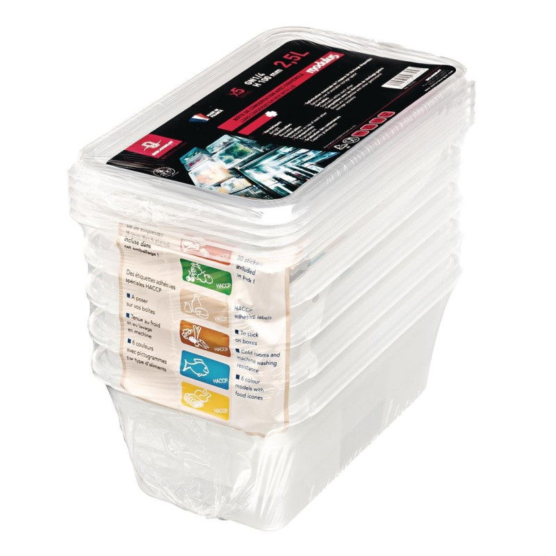 GN 1/4 Heavy Duty Storage Box 3.5 L - Set of 5 - Bourgeat - Fourniresto GN 1/4 Heavy Duty Storage Box 3.5 L - Set of 5 - Bourgeat - Fourniresto