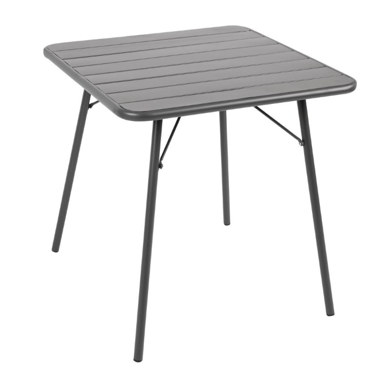 Square Grey Steel Slatted Table 700 x 700 mm - Bolero - Fourniresto Square Grey Steel Slatted Table 700 x 700 mm - Bolero - Fourniresto
