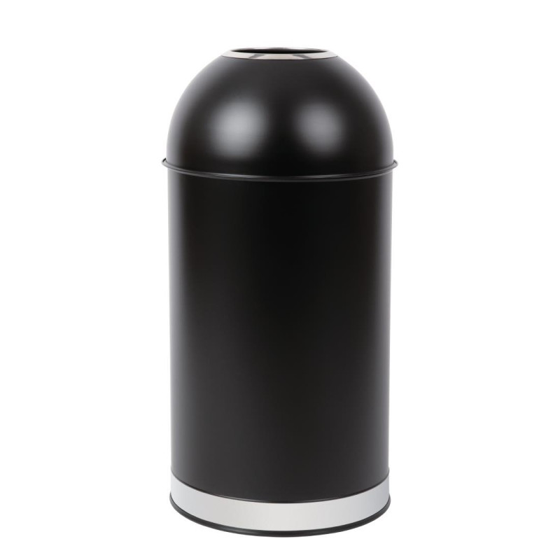 Open Dome Black Steel 40L Trash Can - Bolero - Fourniresto Open Dome Black Steel 40L Trash Can - Bolero - Fourniresto