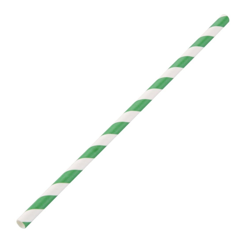 Pailles en Papier Compostables Rayées Vert et Blanc 210mm - Lot de 250 - Fiesta Green - Fourniresto Pailles en Papier Compostables Rayées Vert et Blanc 210mm - Lot de 250 - Fiesta Green - Fourniresto