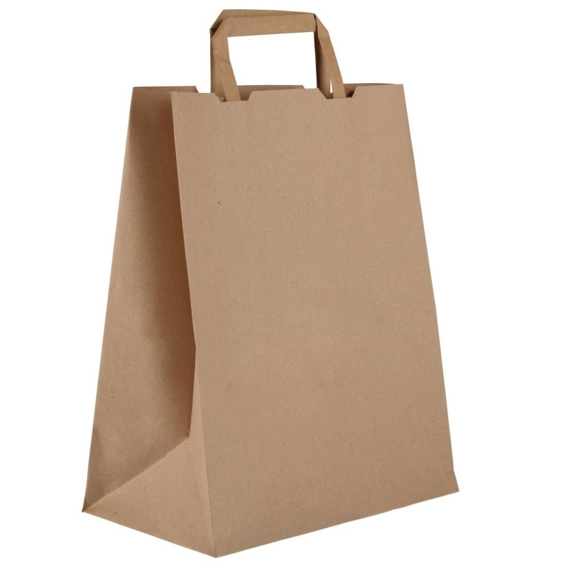 Grands Sacs Compostables en Papier Recyclé - P 250 mm - Lot de 250 - Vegware Grands Sacs Compostables en Papier Recyclé - P 250 mm - Lot de 250 - Vegware