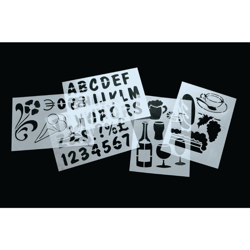 Kit De Pochoirs Pour Ardoises - Lot De 5 - Securit - Fourniresto Kit De Pochoirs Pour Ardoises - Lot De 5 - Securit - Fourniresto