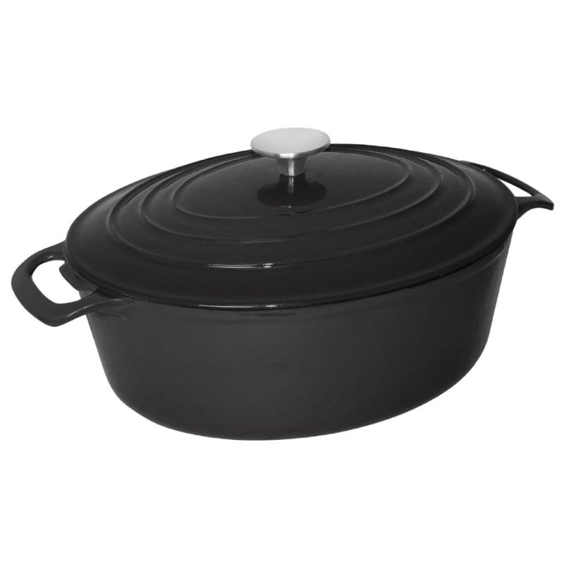 Large Black Oval Casserole Dish - 6L - Vogue Large Black Oval Casserole Dish - 6L - Vogue