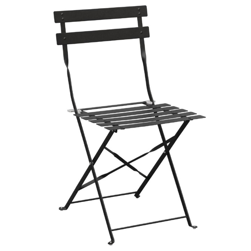 Steel Terrace Chairs - Black - Set of 2 - Bolero - Fourniresto Steel Terrace Chairs - Black - Set of 2 - Bolero - Fourniresto