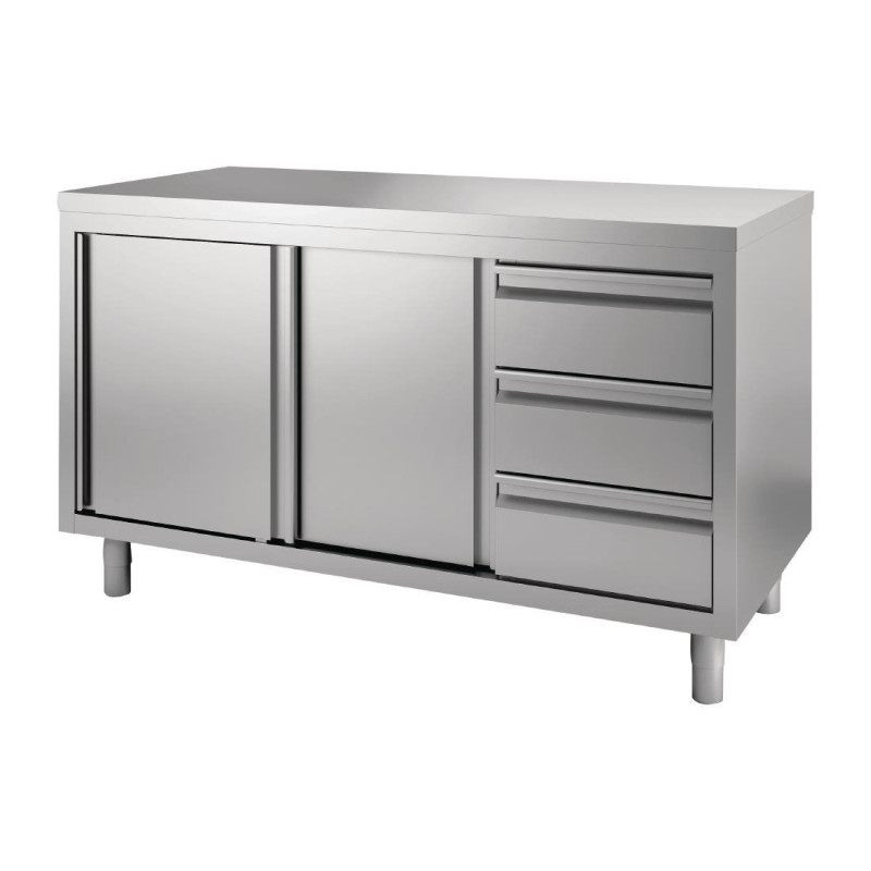 Roostevabast terasest kapp libistavate ustega ja 3 sahtliga vasakul - L 1500 x S 700 mm - Gastro M