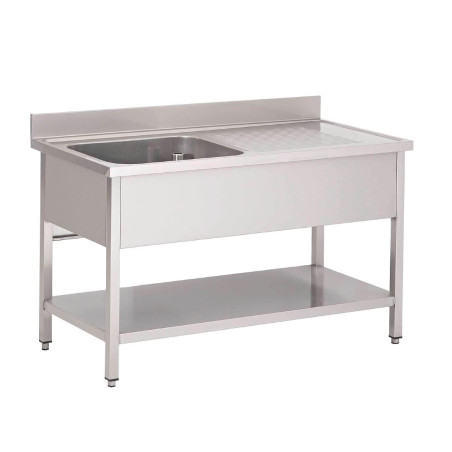Roostevabast terasest valamu 1 vasakpoolne kraanikauss madala riiuliga 1400x700 mm Gastro M