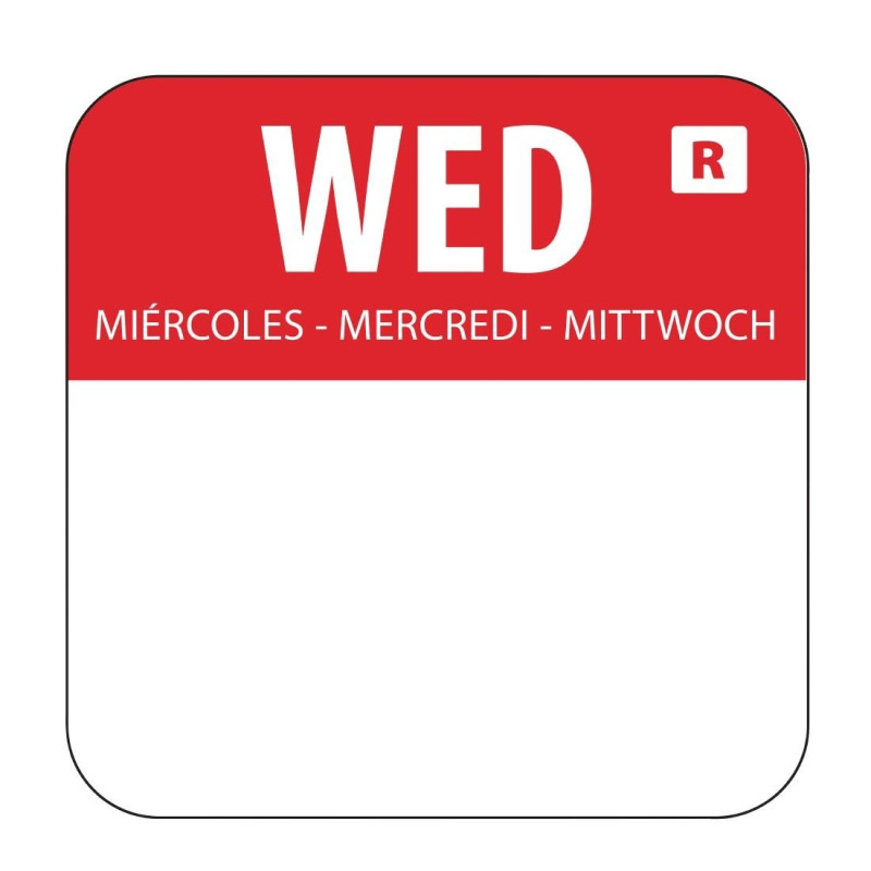 Red food labels "Wednesday" - - Pack of 1000 - Vogue - Fourniresto Red food labels "Wednesday" - - Pack of 1000 - Vogue - Fourniresto
