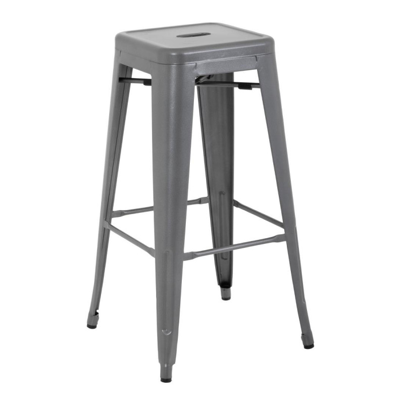 Galvaniseeritud terasest kõrged taburetid, metallik hall - komplekt 4 - Bolero Galvaniseeritud terasest kõrged taburetid, metallik hall - komplekt 4 - Bolero