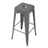 High Stools in Metallic Grey Galvanized Steel - Set of 4 - Bolero
