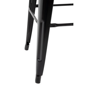 Kõrged baaritoolid seljatoega ja puidust istmega - mustad - 4 tk - Bolero