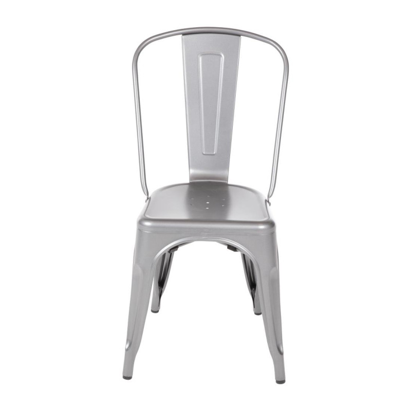 Chaises en Acier Gris Métallisé - Lot de 4 - Bolero Chaises en Acier Gris Métallisé - Lot de 4 - Bolero