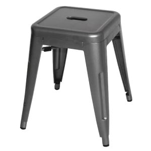 Hallid metallist terasest madalad taburetid - komplekt 4 Bolero Bistro
