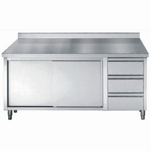 Roostevabast terasest madal mööbel tagaseinaga GN 1/1 - 2 ust ja 3 sahtlit - L 1800 x S 700 mm - CombiSteel