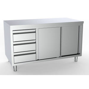 Meuble Inox Bas GN 1/1 - 2 Ust ja 3 Sahtlit Vasakul - L 2000 x P 700 mm - CombiSteel