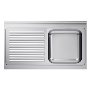 Valamu 1 Kauss ja Nõudekuivatus vasakul koos tagaseinaga - L 1200 x S 600 mm - CombiSteel