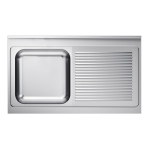 Valamu 1 Kauss ja Nõudekuivatus Paremal koos Tagaseinaga - L 1200 x S 700 mm - CombiSteel