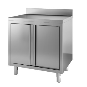 Roostevabast terasest madal kapp 2 tiibuksega ja tagaseinaga - L 800 x P 700 mm - CombiSteel