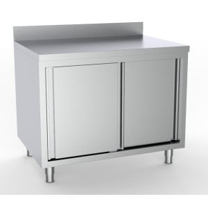 Meuble Inox Bas à 2 Portes avec Dosseret - L 2000 x P 600 mm - CombiSteel