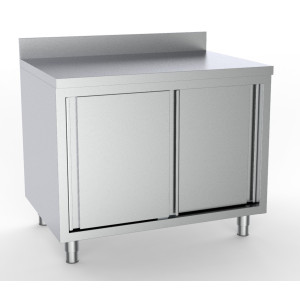 Meuble Inox Bas à 2 Portes avec Dosseret - L 1400 x P 600 mm - CombiSteel