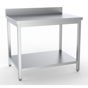 Stainless Steel Table with Backsplash and Shelf - L 1400 x D 600 mm - CombiSteel
