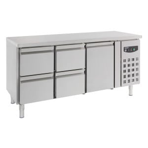 Positive Refrigerated Table GN 1/1 with 1 Door and 4 Drawers - 417 L - CombiSteel