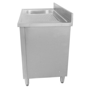 Plongeerimiskapp 1 kraanikausiga, tagaseina ja 3 sahtliga - 1200 x 600 mm - Kraanikauss vasakul - Dynasteel