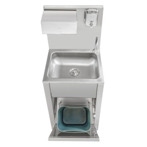 Jalglülitiga kätepesujaam prügikastiga, seebi- ja paberihoidik - Dynasteel