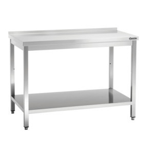 Table de Travail Inox avec Etagère Basse et Dosseret - P 700 mm - L 1400 mm - Bartscher