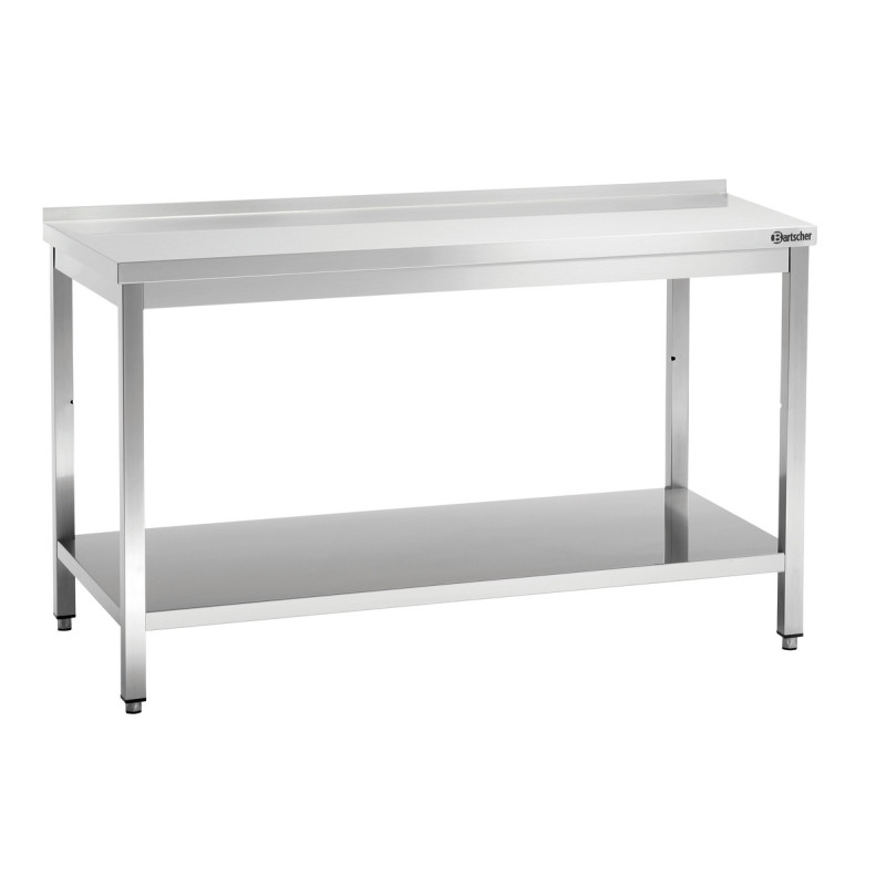 Table de Travail Inox avec Etagère Basse et Dosseret - P 700 mm - L 1600 mm - Bartscher Table de Travail Inox avec Etagère Basse et Dosseret - P 700 mm - L 1600 mm - Bartscher