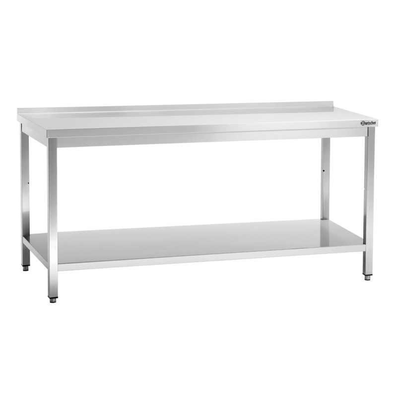 Table de Travail Inox avec Etagère Basse et Dosseret - P 700 mm - L 1800 mm - Bartscher Table de Travail Inox avec Etagère Basse et Dosseret - P 700 mm - L 1800 mm - Bartscher